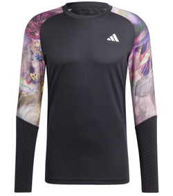 Мужская теннисная футболка теннисная Adidas Melbourne Tennis Long Sleeve T-Shirt - разноцветный/black