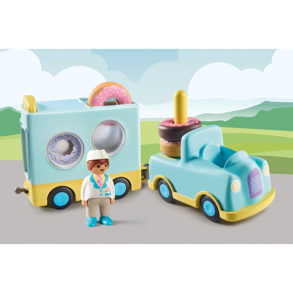 Playmobil - 1.2.3 Сумасшедший грузовик с пончиками с функцией сортировки и укладки 71325