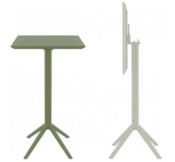 Стол пластиковый барный складной Sky Folding 60х60 оливковый