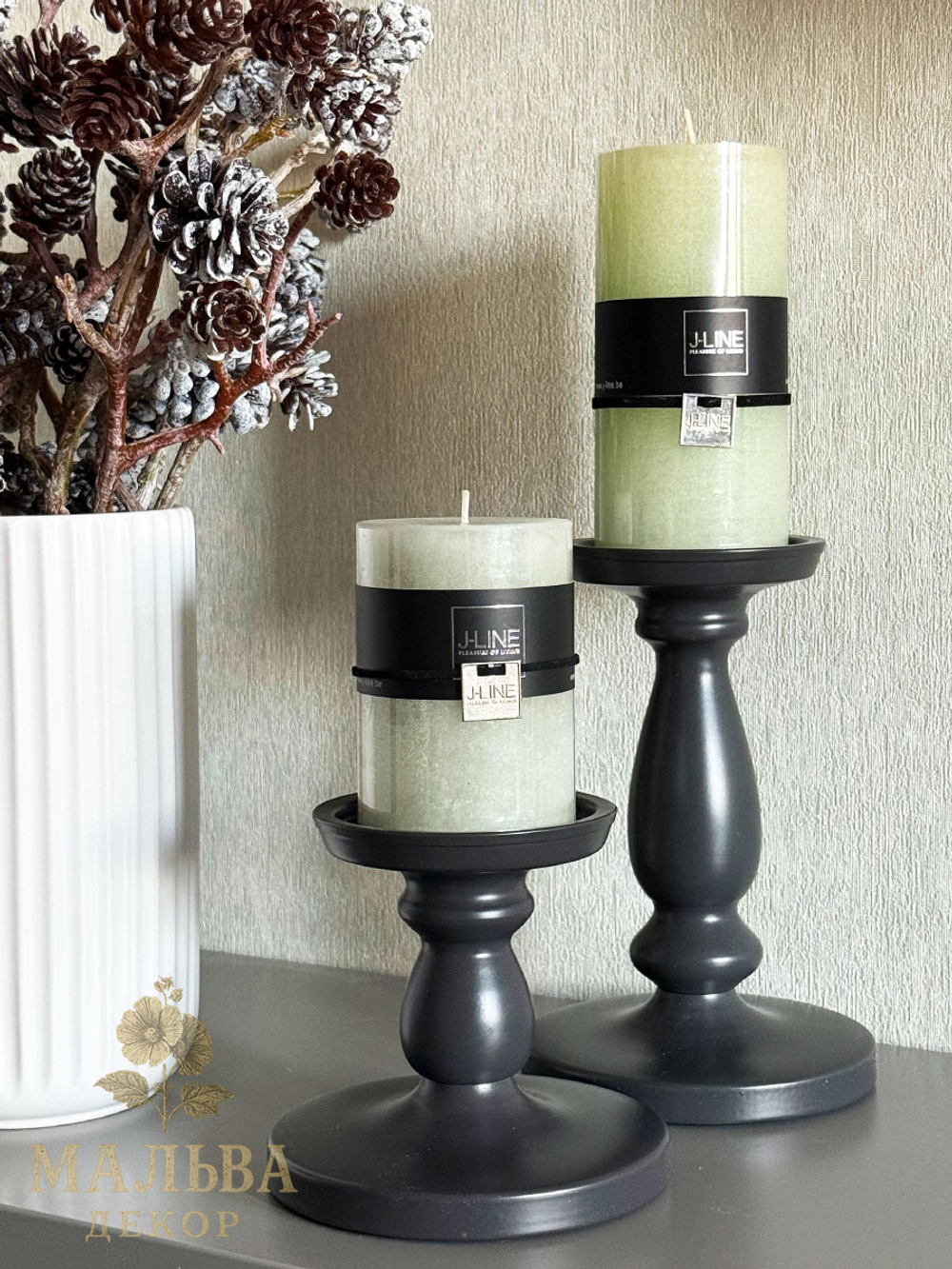 Свеча "Зелёная пудра" малая 7x7x10 см