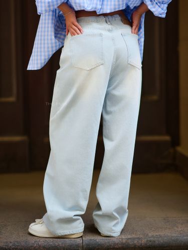 Светло-голубые джинсы-трансформеры на кулиске