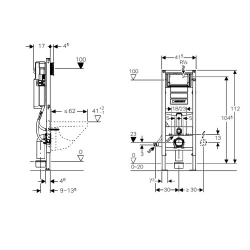 Узкая инсталляция для унитаза GEBERIT Duofix Sigma 111.361.00.5 схема
