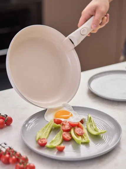 Сковорода с крышкой и съемной ручкой smart ceramic, D24 см