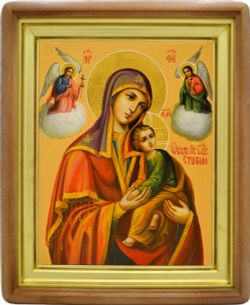 Страстная икона Божией Матери на холсте.