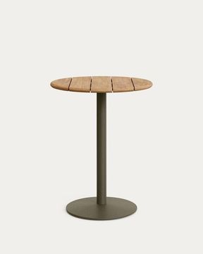 Уличный стол Esilda зеленой стали и акации Ø80 см