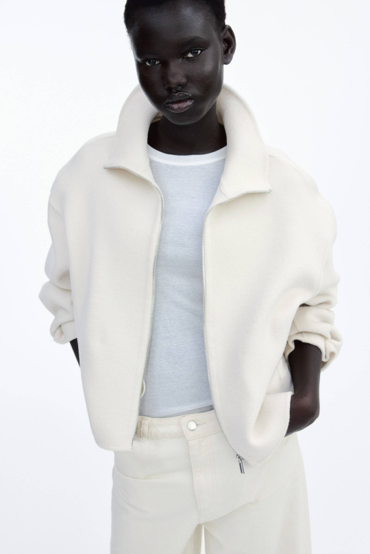 H&M Шерстяная куртка ручной работы, кремовый