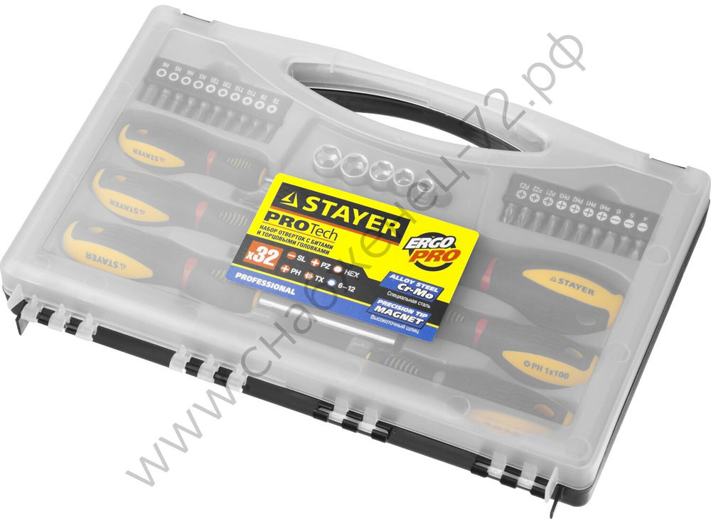 STAYER Max Range Pro 32 предм., Набор отверток с насадками (25134-H18)
