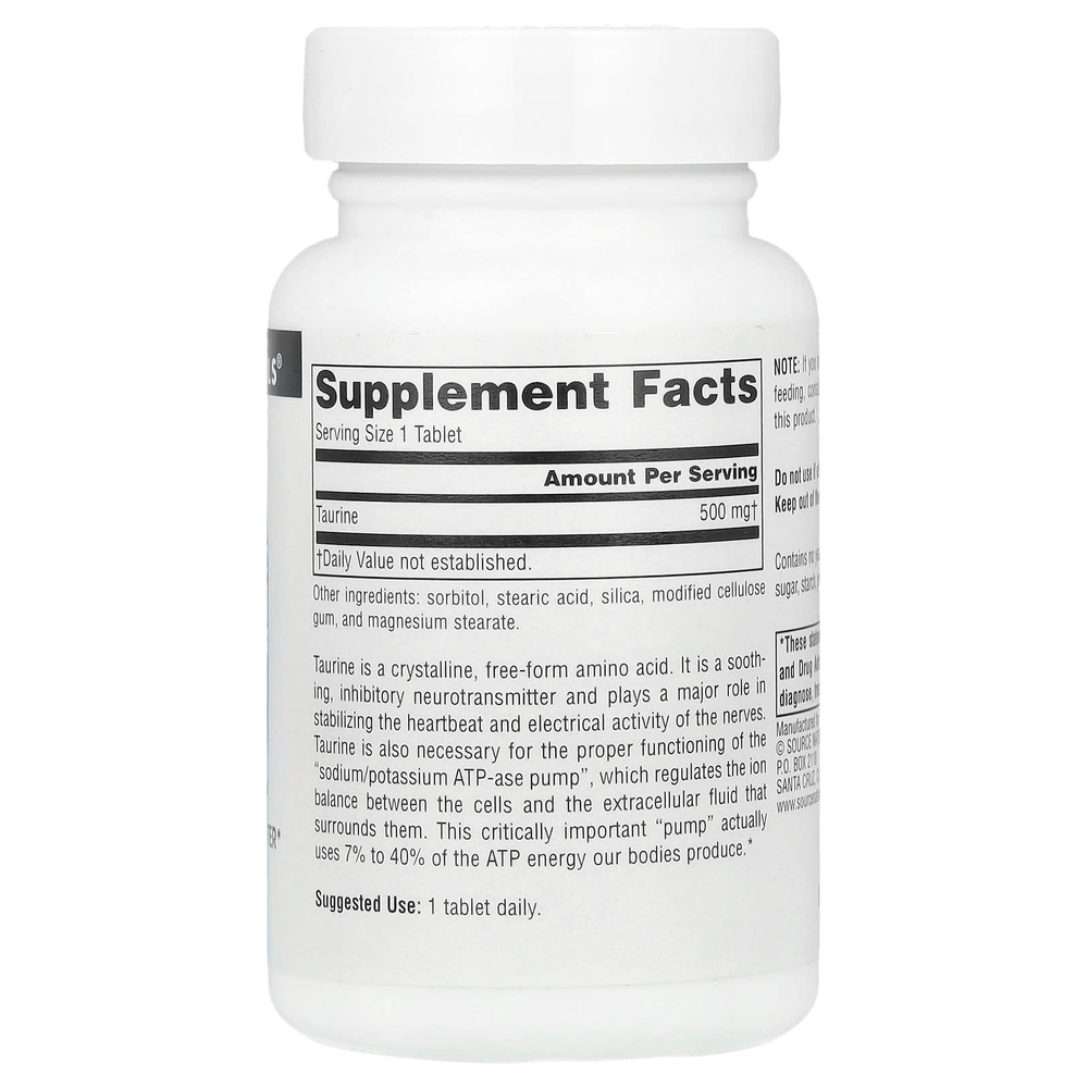 Source Naturals, Таурин, 500 мг, 60 таблеток