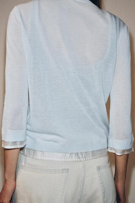 ZARA КОМБИНИРОВАННЫЙ КАРДИГАН, СИНИЙ/БЕЛЫЙ