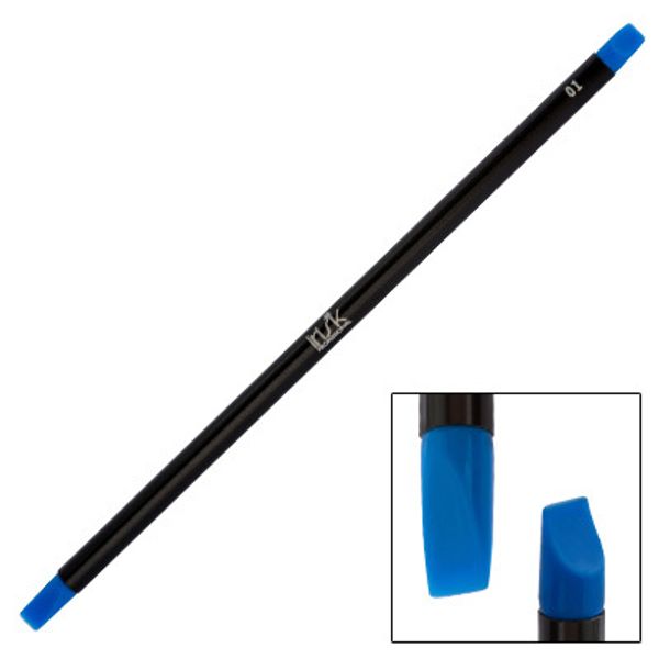 Кисть макияжная IRISK силиконовая двухсторонняя универсальная, Вогнутая лопатка и Прямая  (04 Синяя)
