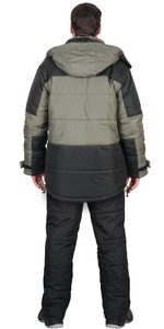 Костюм оливковый с черным куртка, брюки