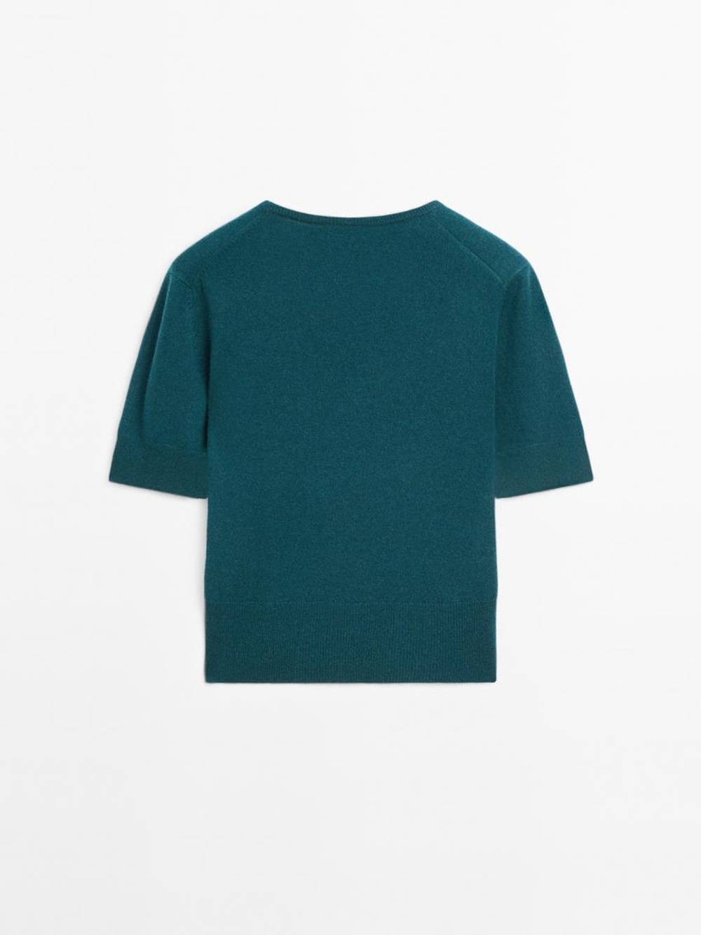 Massimo Dutti Свитер с короткими рукавами из смесовой шерсти, темно-синий