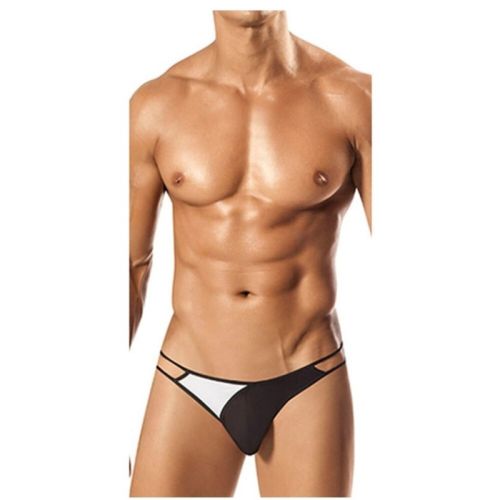 Мужские трусы стринги черные с белой вставкой Romeo Rossi RR1040-2 Мужские трусы стринги черные с белой вставкой Romeo Rossi RR1040-2