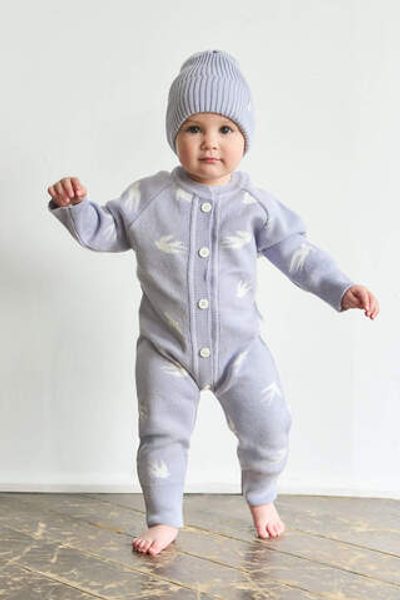 7055-290 Комбинезон вязаный (ласточки на лаванде)