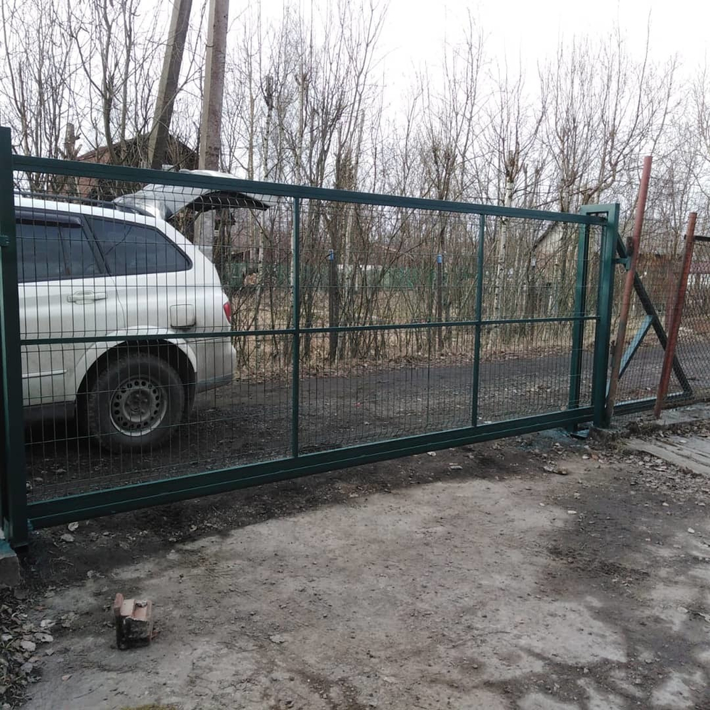 Ворота откатные 3д сетка (гиттер) проем 4м