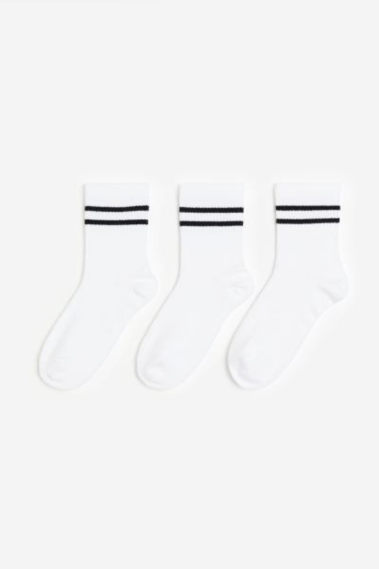 H&M Набор из трех пар спортивных носков, белый