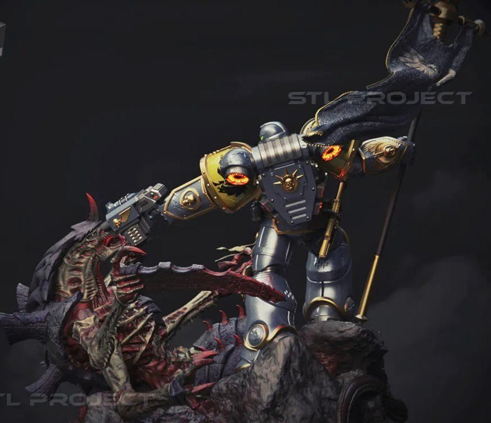 Фигурка, Космодесант Ультрамарин, Warhammer 40 000, высота композиции 21 см