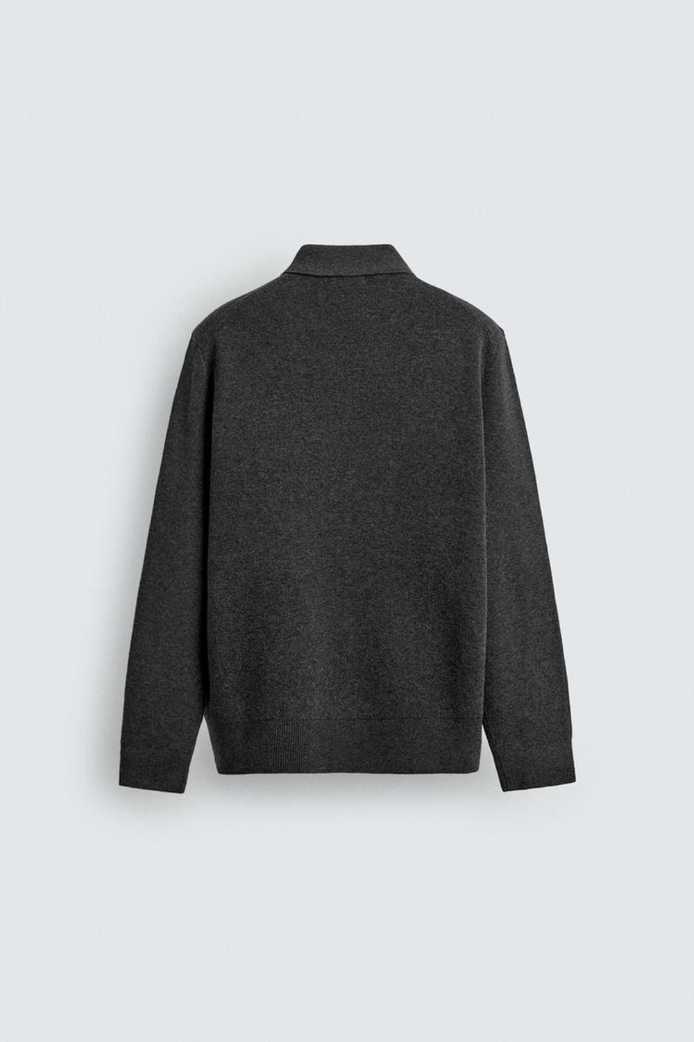 ZARA ТРИКОТАЖНОЕ ПОЛО НА МОЛНИИ, СЕРЫЙ МЕЛАНЖ