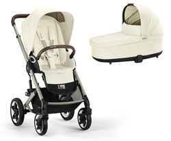 Коляска Cybex Talos S Lux TPE complete Aton B2 Steel Grey 3 в 1 Seashell Beige с дождевиками