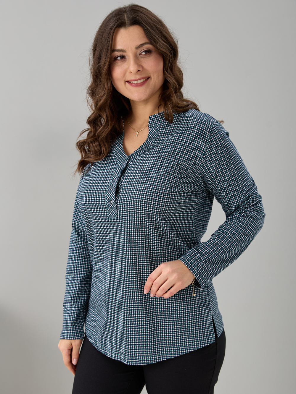 Блузка БЛ-22/пьедепуль-зеленый