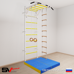 Шведская стенка Sv Sport усиленная 6374 (Турник рукоход/Кольца/Лестница/Мат 1м)