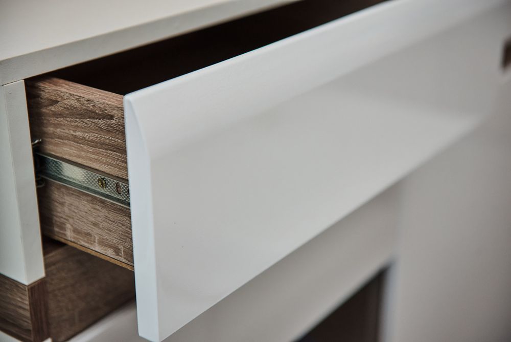 Коллекция Ультра Тумба прикроватная №2 (1шт) Белый/Белый гл. (набор)