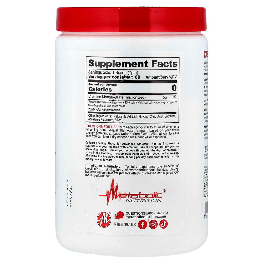 Metabolic Nutrition, Micronized Creatine ™ Plus, виноград, 420 г