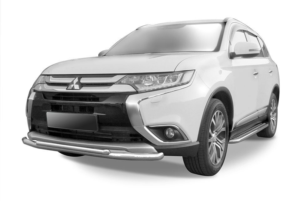 Защита переднего бампера (нержавейка) Mitsubishi Outlander (2015-2018) d57+d42