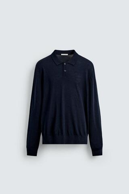 ZARA ПОЛО ИЗ 100% ШЕРСТИ, МОРСКОЙ СИНИЙ