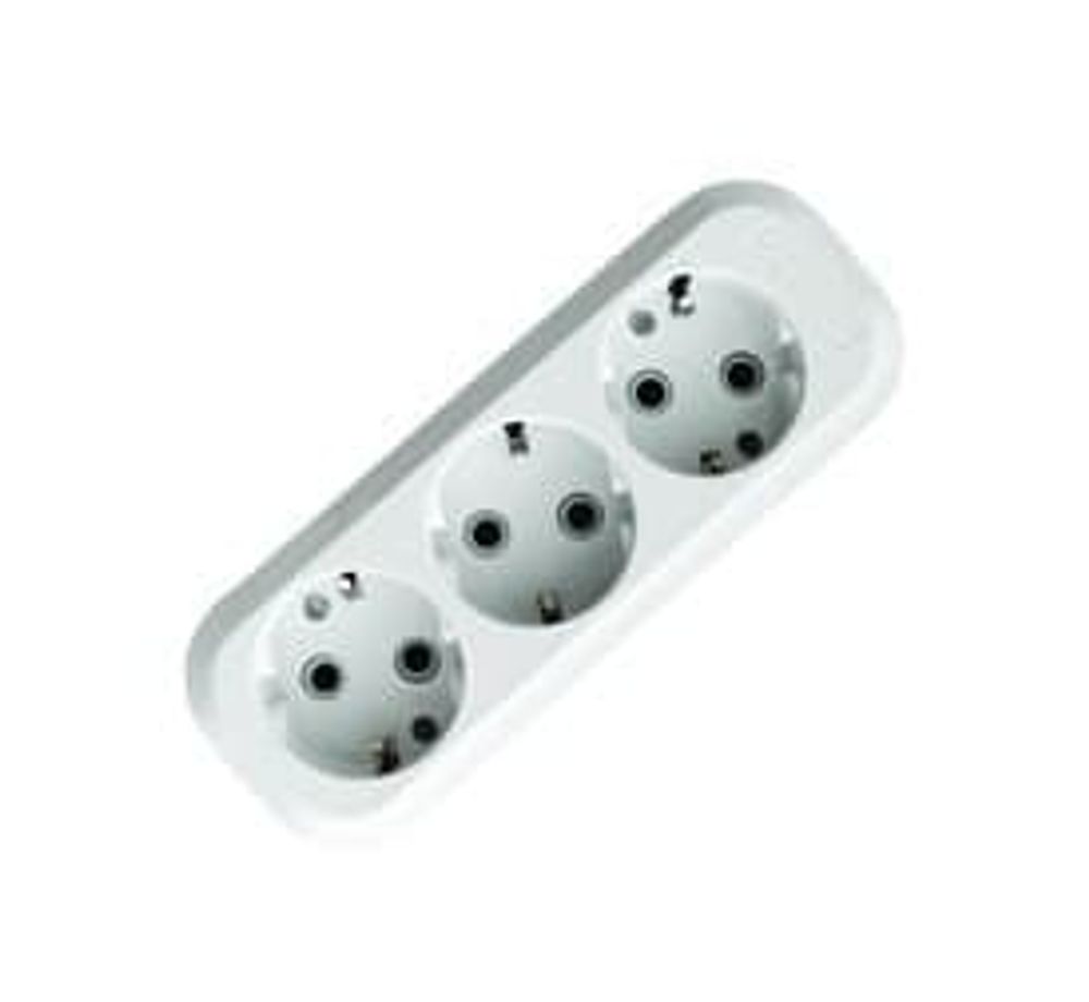 Колодка 3 гнезда с заземлением 16А 220В 3500Вт Белая UNIVersal E303