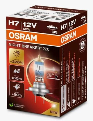 Автолампа H7 12V 55W (PX26d) Osram +220% NIGHT BREAKER (64210NB220) (шт) ORIGINAL