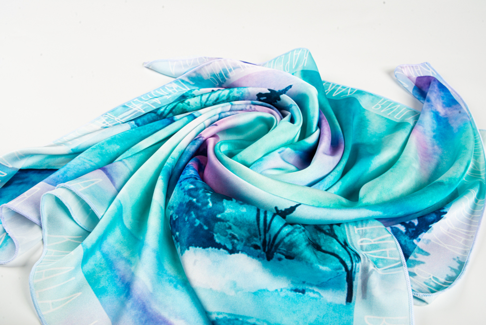 Шейный платок «Снежная нежная Карелия», 70×70 см