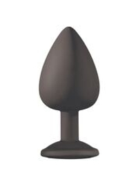 Чёрная анальная пробка Emotions Cutie Large с прозрачным кристаллом - 10 см.