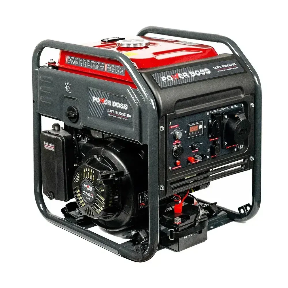 Генератор Инверторный Power Boss ELITE 5500iO-EA, 5.5 кВт 236 см3, 15 л, электростарт AVR коннектор автоматики, розетки 1х230 В/16 А и 1х230 В/32 А, выход постоянного тока USB 5 В, 102004