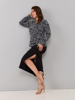 Лонгслив ЛНкл-080/черный-квадратбелый