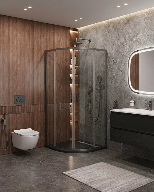 Душевой уголок Cezares Molveno 100x100 Molveno-R-2-100-C-GM-IV стекло прозрачное/профиль матовая оружейная сталь