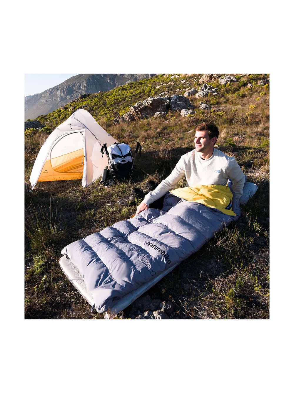 Спальный мешок Naturehike CW400 NH18C400-D с утиным пухом, размер M, серый