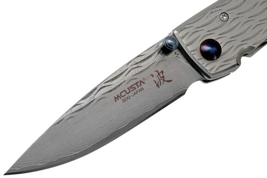 Складной нож Mcusta Damascus Nami Small MC-0111D c клинком из стали VG-10 San Mai (Laminated Stainlesss Damascus) рукоять Stainless Steel