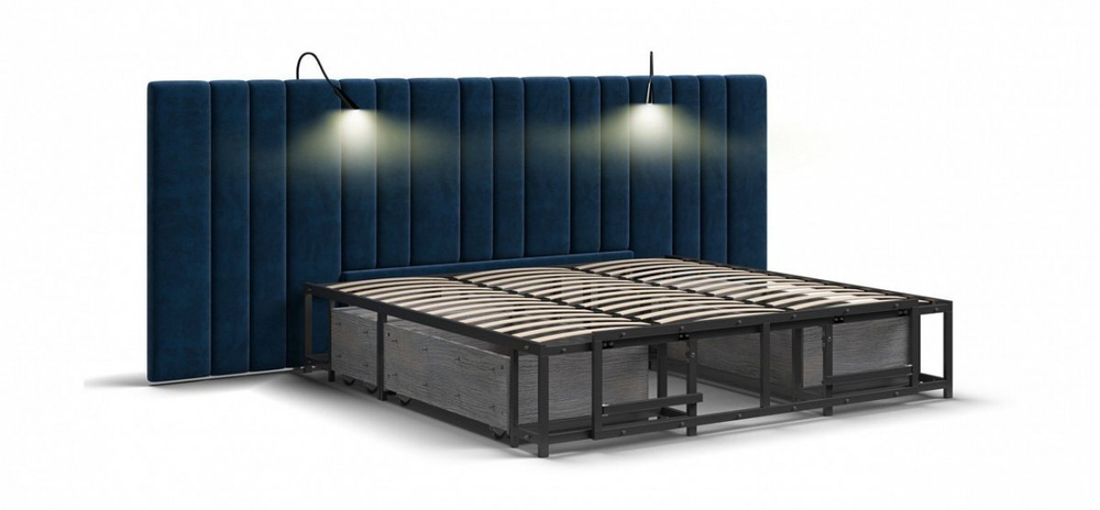 Кровать BOSS INFINITY 180*200 велюр Monolit синяя