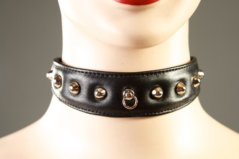 Ошейник фигурный узкий (Цвет: черный с серебристым)