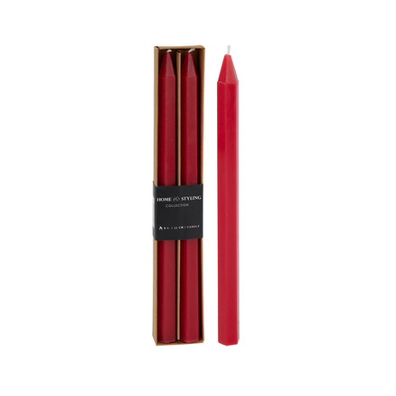 Свеча столовая 27 см красная набор из 2 шт