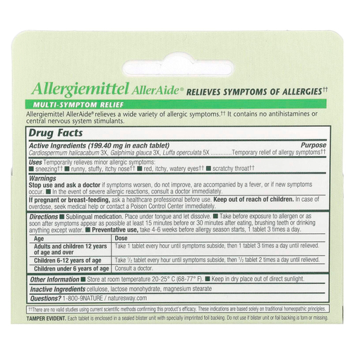 Boericke & Tafel, Allergiemittel AllerAide®, средство от аллергии, 40 таблеток