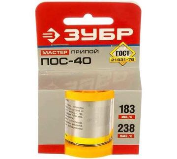 Припой ЗУБР ПОС 40 50 г 08 мм