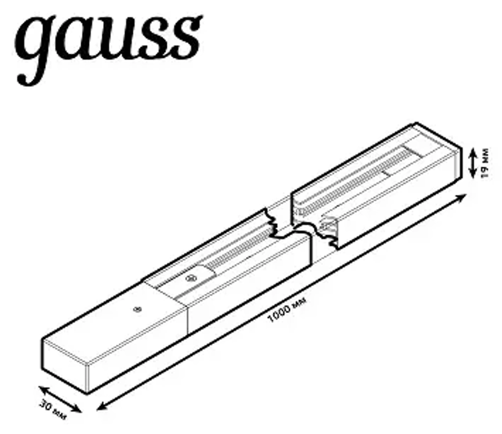 Шинопровод Gauss накладной 1м черный TR103