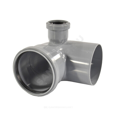 Отвод PP-H с выходом правый серый BASE Дн 110х50х87,5гр б/нап в/к VALFEX 23122150