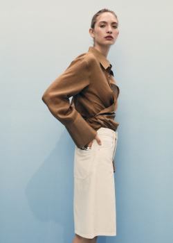 Джинсовые бермуды с высокой посадкой