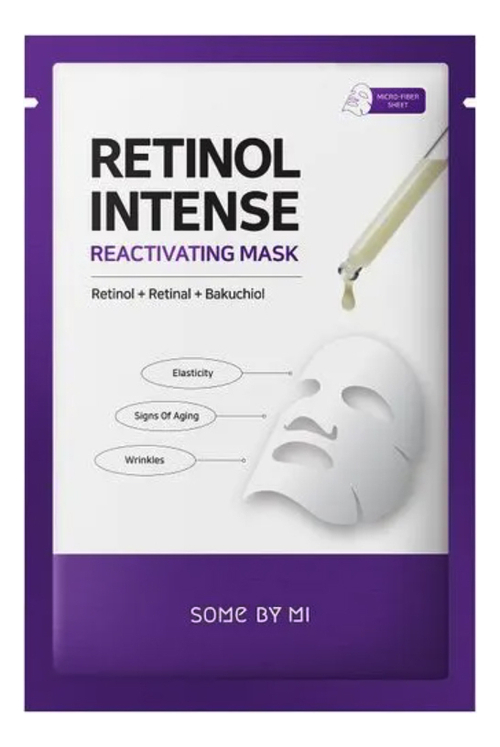 SOME BY MI Интенсивная антивозрастная тканевая маска для лица с ретинолом - RETINOL INTENSE REACTIVATING MASK ,22г