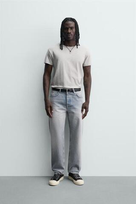 ZARA ДЖИНСЫ STRAIGHT FIT, СТАЛЬНОЙ СИНИЙ