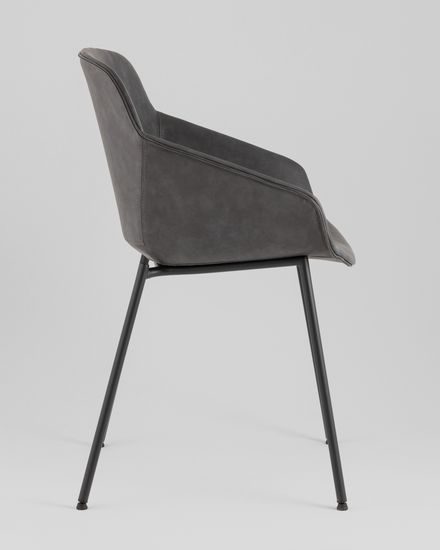 Стул Ashby сиденье серая экокожа, ножки черный металл
