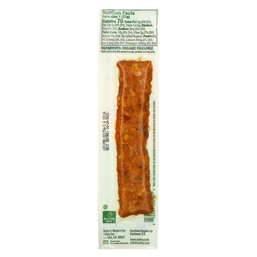 Solely, Fruit Jerky, органический ананас, 23 г (0,8 унции)